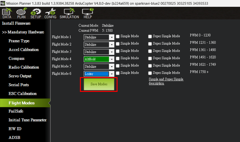 Three-position mode example