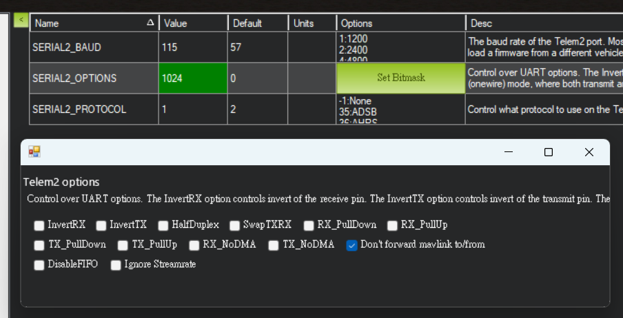 SERIAL2 settings