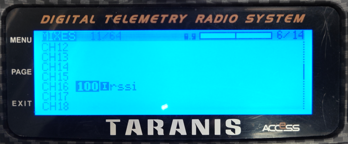 Taranis CH16 mapping